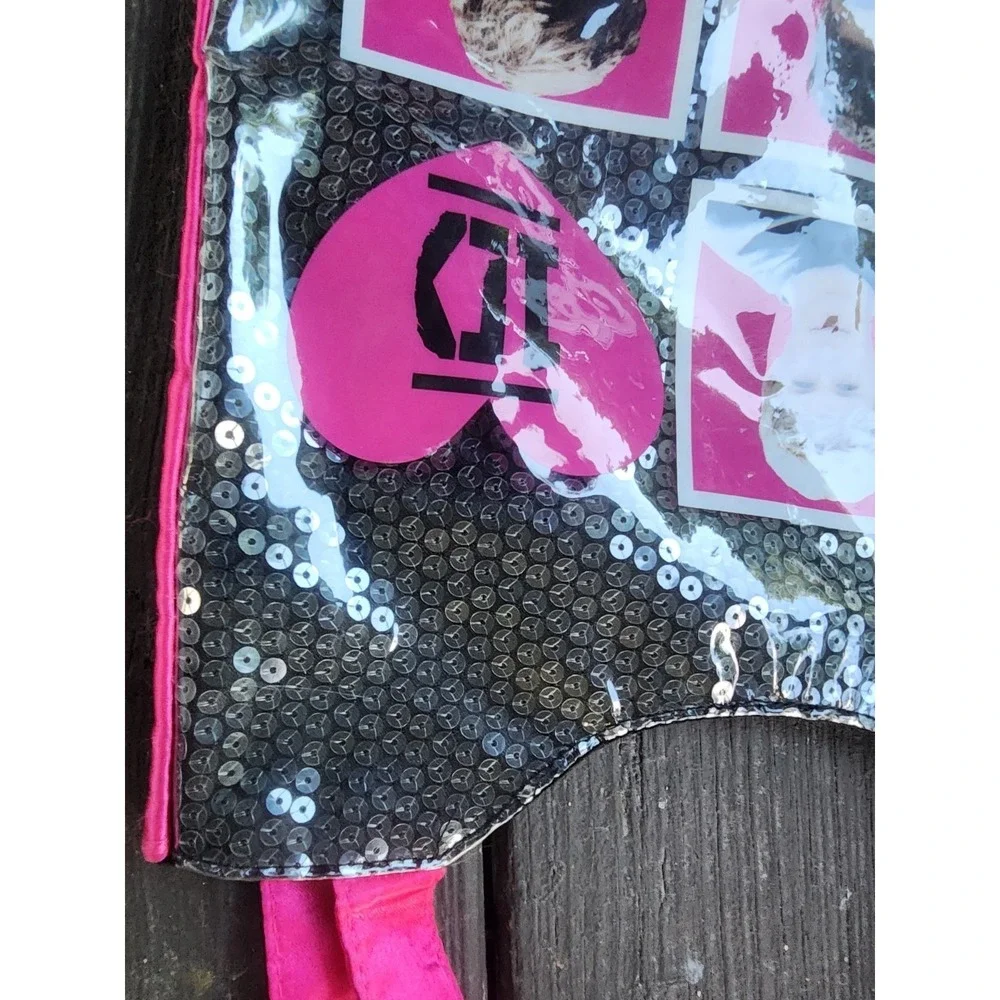 Official One Direction Black Sequin, Hot Pink Handled Tote Bag Rare 2012 1D